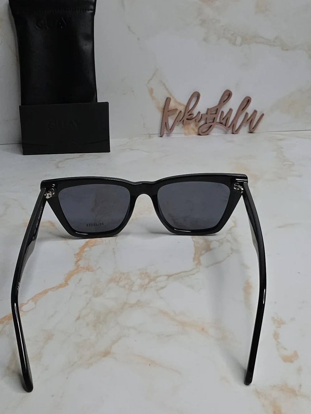 Quay Australia Call The Shots Black Cat-Eye Polarized Sunglasses New